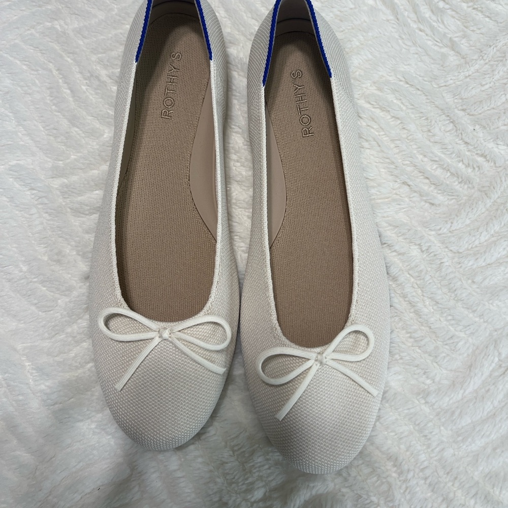 Rothy’s The Flat Gardenia Cream Bow Flats Size 12 Sustainable Knit NWOB - Picture 4 of 12